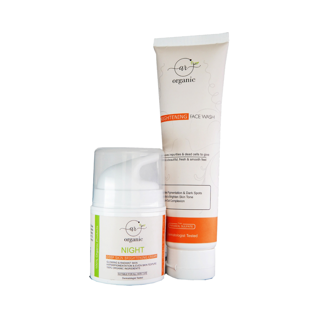 Night Deep Skin Brightening Cream + Brightening Face Wash - Ar Organic